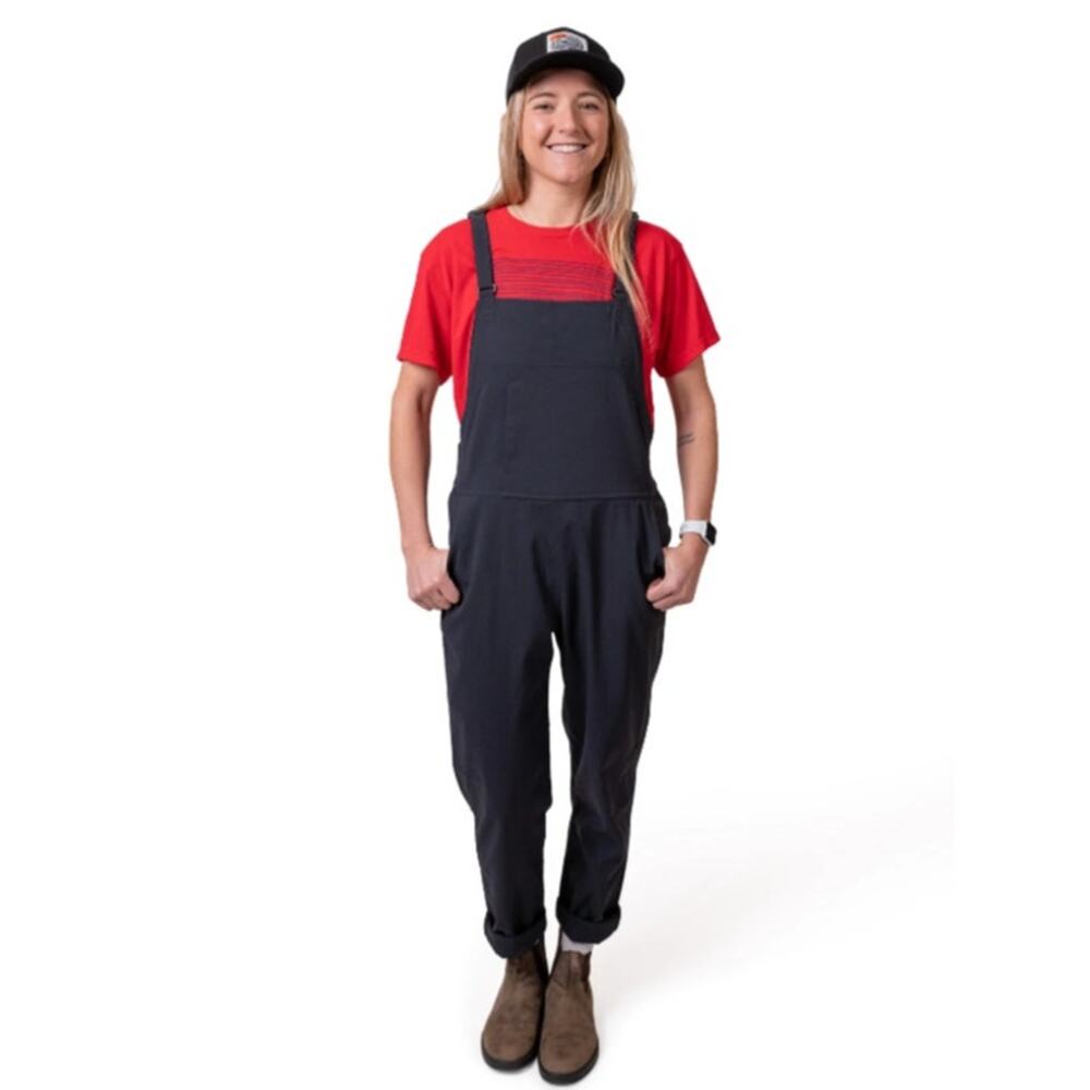 FLYLOW Women's Life Bib Overalls Small Black Square Neck Elastic Strap NWT